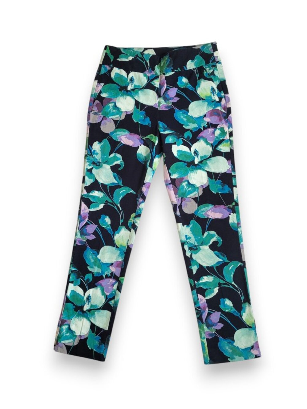 Soft Surroundings Amaryllis Skinny Ankle Pants Floral Print Womens S Stretch EUC